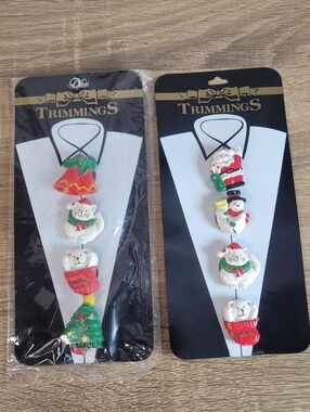 Vintage Trimmings Holiday Cat & Snowman Button Covers - Red, Green, White